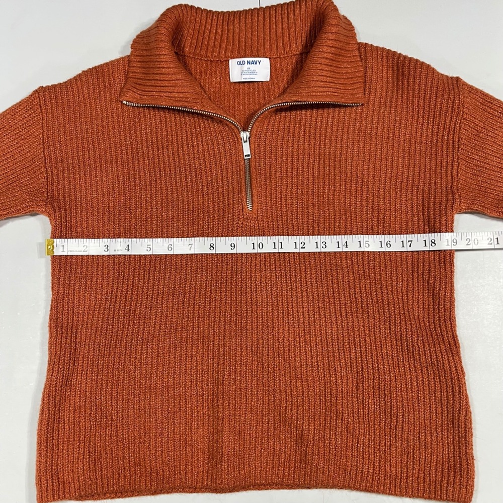 Old Navy Granola Boho Orange Shaker Stitch 1/4 Zip Pullover Sweater Womens XS - Picture 5 of 7